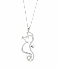 Seahorse pendant with diamonds, elegant jewelry piece for necklace.