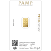 Swiss fine gold bar with 999.9 purity, 1g weight, certified by Houston Gold Exchange.