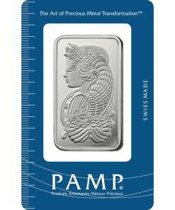 Silver bar featuring an intricate artistic design of a woman with a shell and floral motifs, made in.