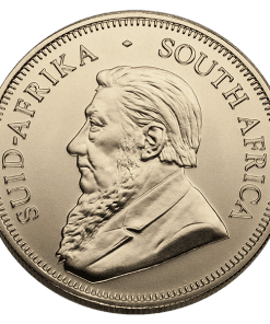 Moneda de oro con la inscripción «South Africa» y el perfil detallado de un hombre.