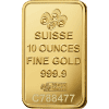 Gold bar with Swiss markings, 10 ounces, fine gold 999.9, serial C788477, displayed at Houston Gold.