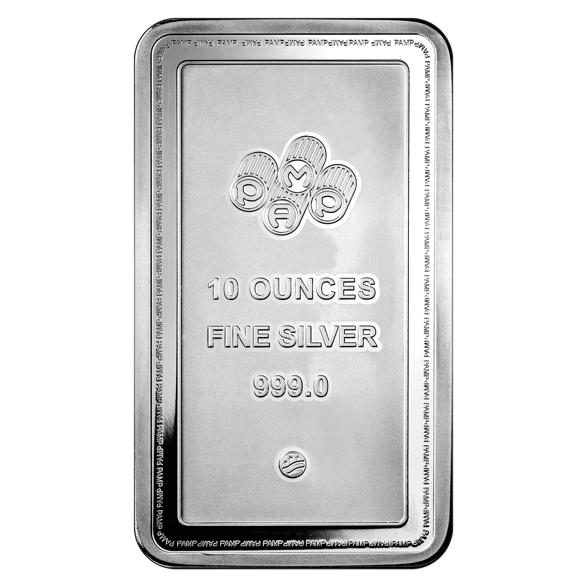 Lingote de plata de 10 onzas y pureza 999,0, ideal para la inversión y el comercio de metales preciosos.