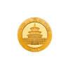 Gold Chinese coin featuring a temple and Chinese characters, 2019.